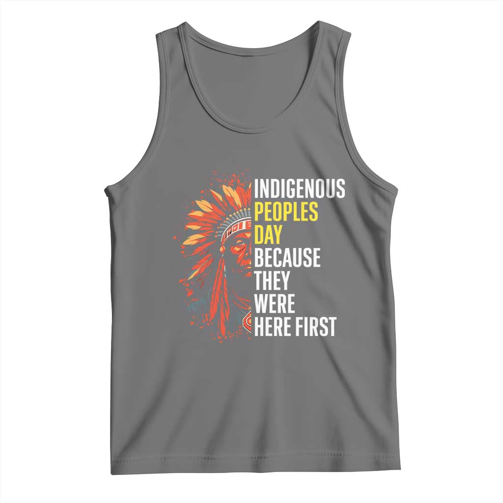 Indigenous Peoples Day Because They Were Here First Tank Top TS14 Black Heather Print Your Wear