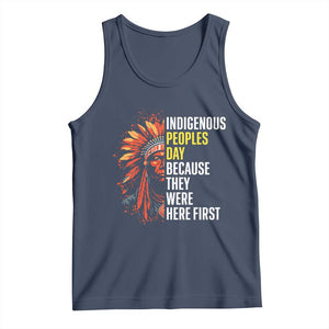 Indigenous Peoples Day Because They Were Here First Tank Top TS14 Navy Print Your Wear