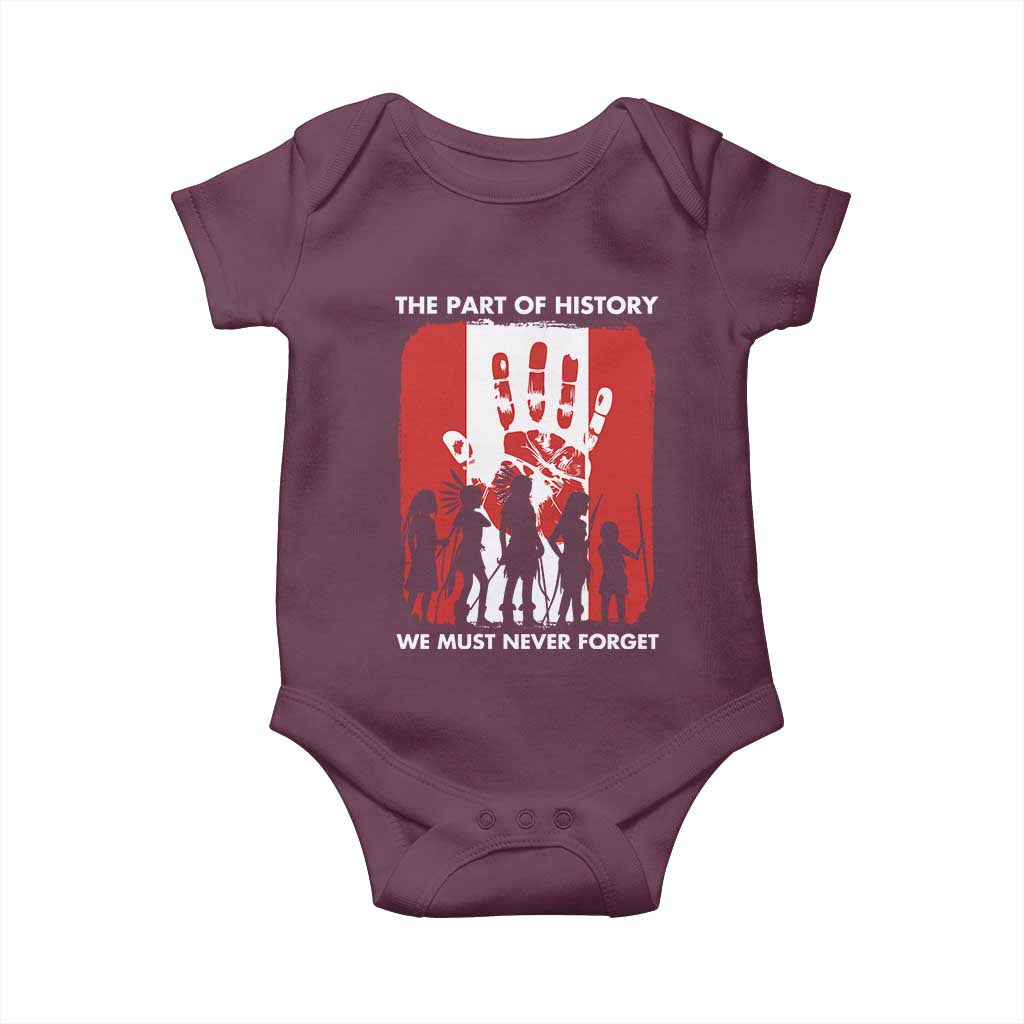 Native American Child Idian Baby Onesie The Part Of History We Must Never Forget TS14 Maroon Print Your Wear
