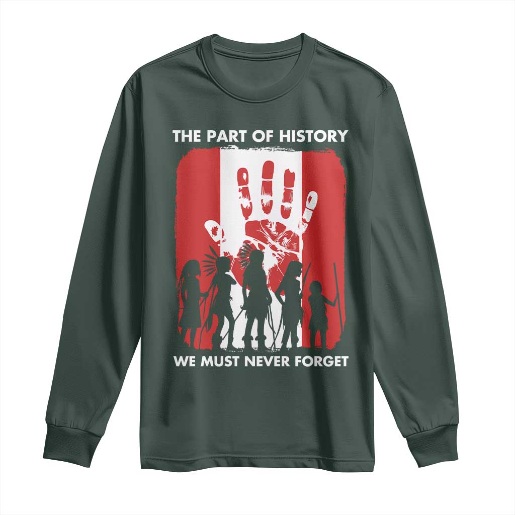 Native American Child Idian Long Sleeve Shirt The Part Of History We Must Never Forget TS14 Dark Forest Green Print Your Wear