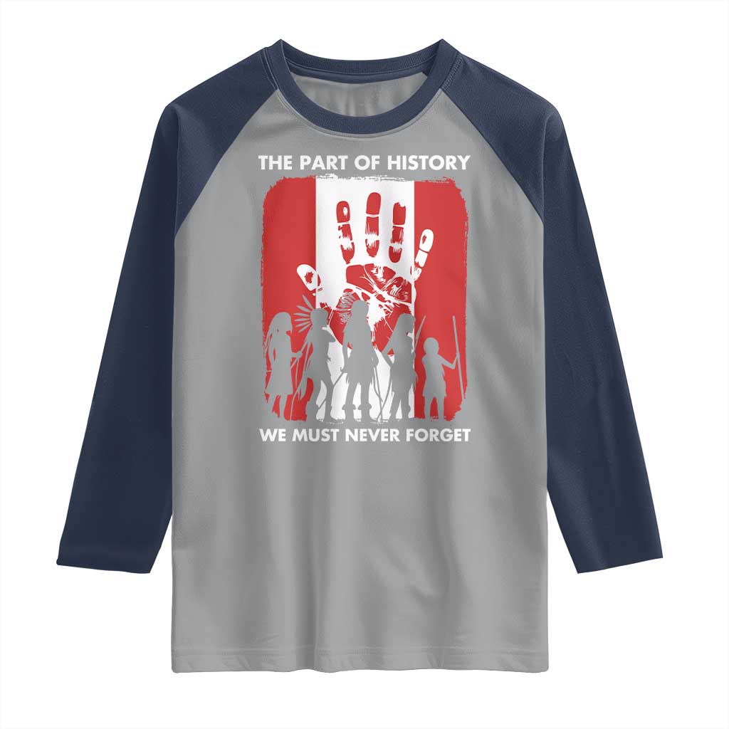 Native American Child Idian Raglan Shirt The Part Of History We Must Never Forget TS14 Sport Gray Navy Print Your Wear