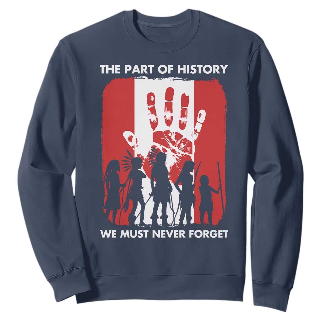 Native American Child Idian Sweatshirt The Part Of History We Must Never Forget TS14 Navy Print Your Wear