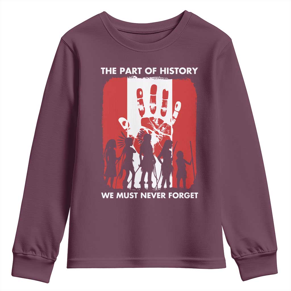 Native American Child Idian Youth Sweatshirt The Part Of History We Must Never Forget TS14 Maroon Print Your Wear