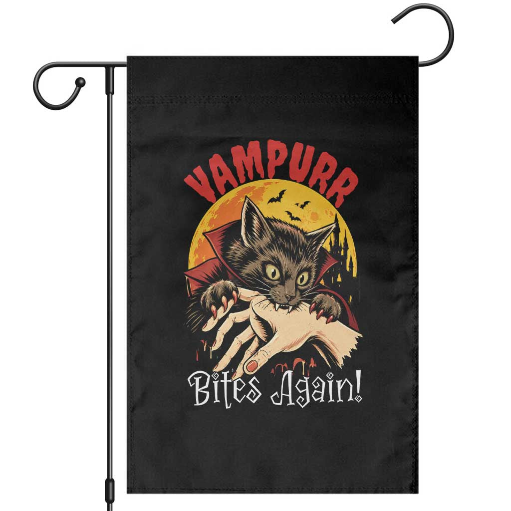 Vampurr Bites Again Garden Flag Funny Vampire Cat Halloween Horror TS14 Black Print Your Wear
