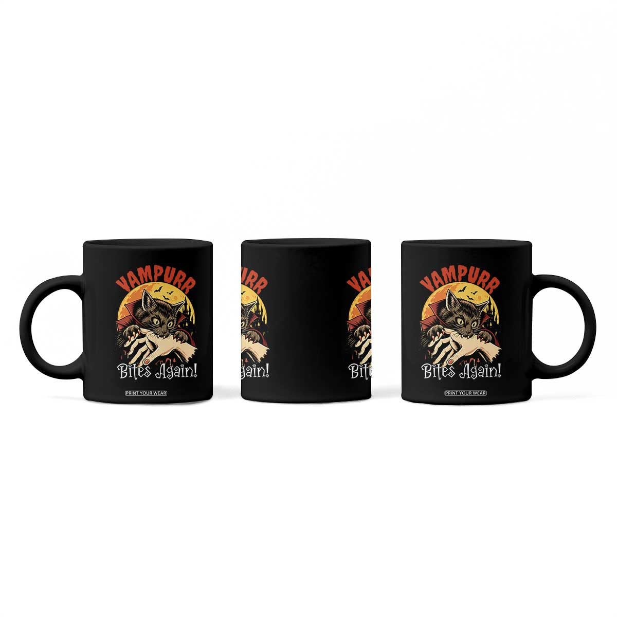 Vampurr Bites Again Coffee Mug Funny Vampire Cat Halloween Horror TS14 Print Your Wear