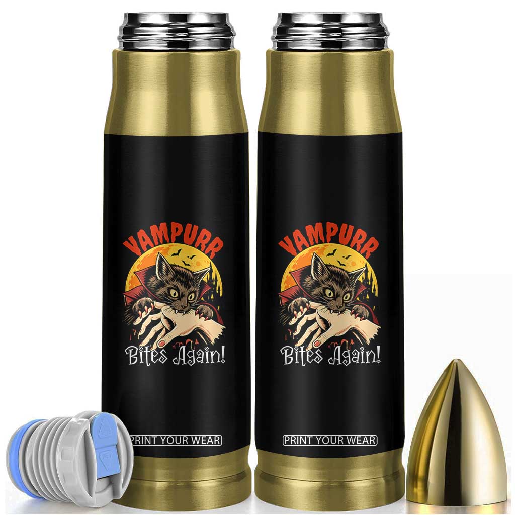 Vampurr Bites Again Bullet Tumbler Funny Vampire Cat Halloween Horror TS14 Black Print Your Wear