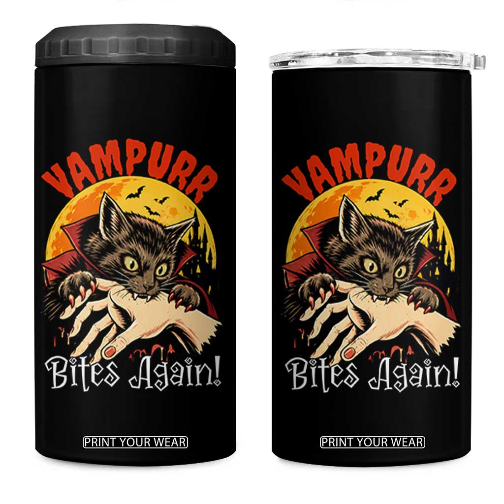 Vampurr Bites Again 4 in 1 Can Cooler Tumbler Funny Vampire Cat Halloween Horror TS14 One Size: 16 oz Black Print Your Wear