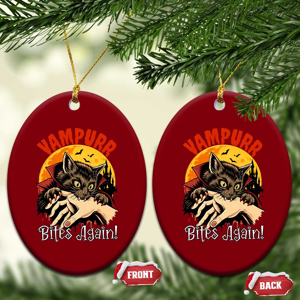 Vampurr Bites Again Ceramic Ornament Funny Vampire Cat Halloween Horror TS14 Print Your Wear