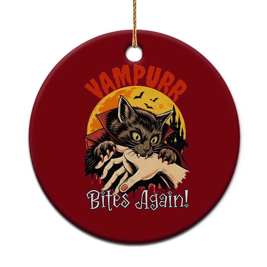 Vampurr Bites Again Ceramic Ornament Funny Vampire Cat Halloween Horror TS14 1pc Red Print Your Wear