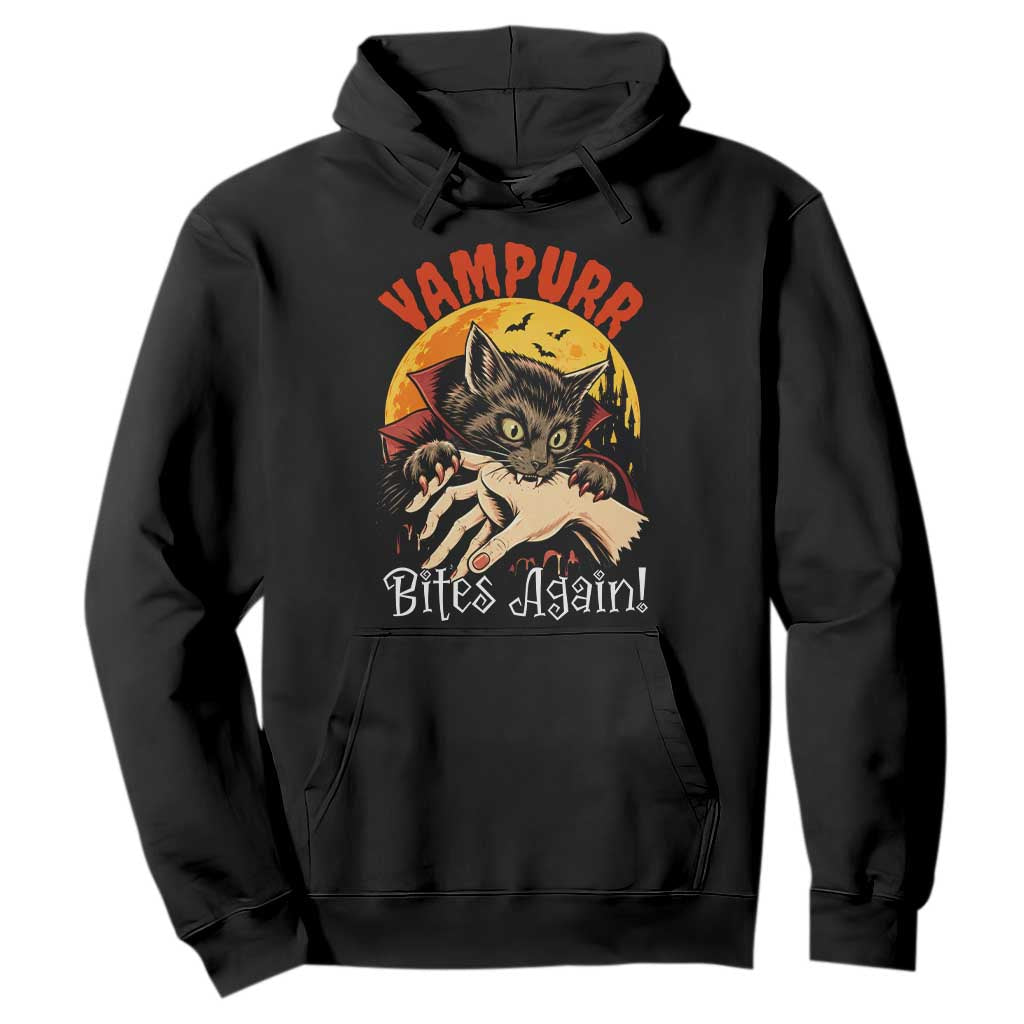Vampurr Bites Again Hoodie Funny Vampire Cat Halloween Horror TS14 Black Print Your Wear