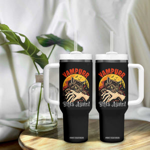 Vampurr Bites Again Tumbler With Handle Funny Vampire Cat Halloween Horror TS14 Print Your Wear