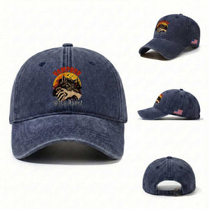 Vampurr Bites Again Washed Cotton Baseball Cap Funny Vampire Cat Halloween Horror TS14 Washed Cap Universal Fit Navy Print Your Wear