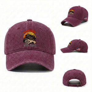 Vampurr Bites Again Washed Cotton Baseball Cap Funny Vampire Cat Halloween Horror TS14 Washed Cap Universal Fit Burgundy Print Your Wear