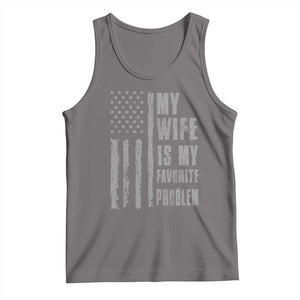 My Wife is My Favorite Problem Tank Top Funny Sarcastic Wife American Flag TS14 Deep Heather Print Your Wear
