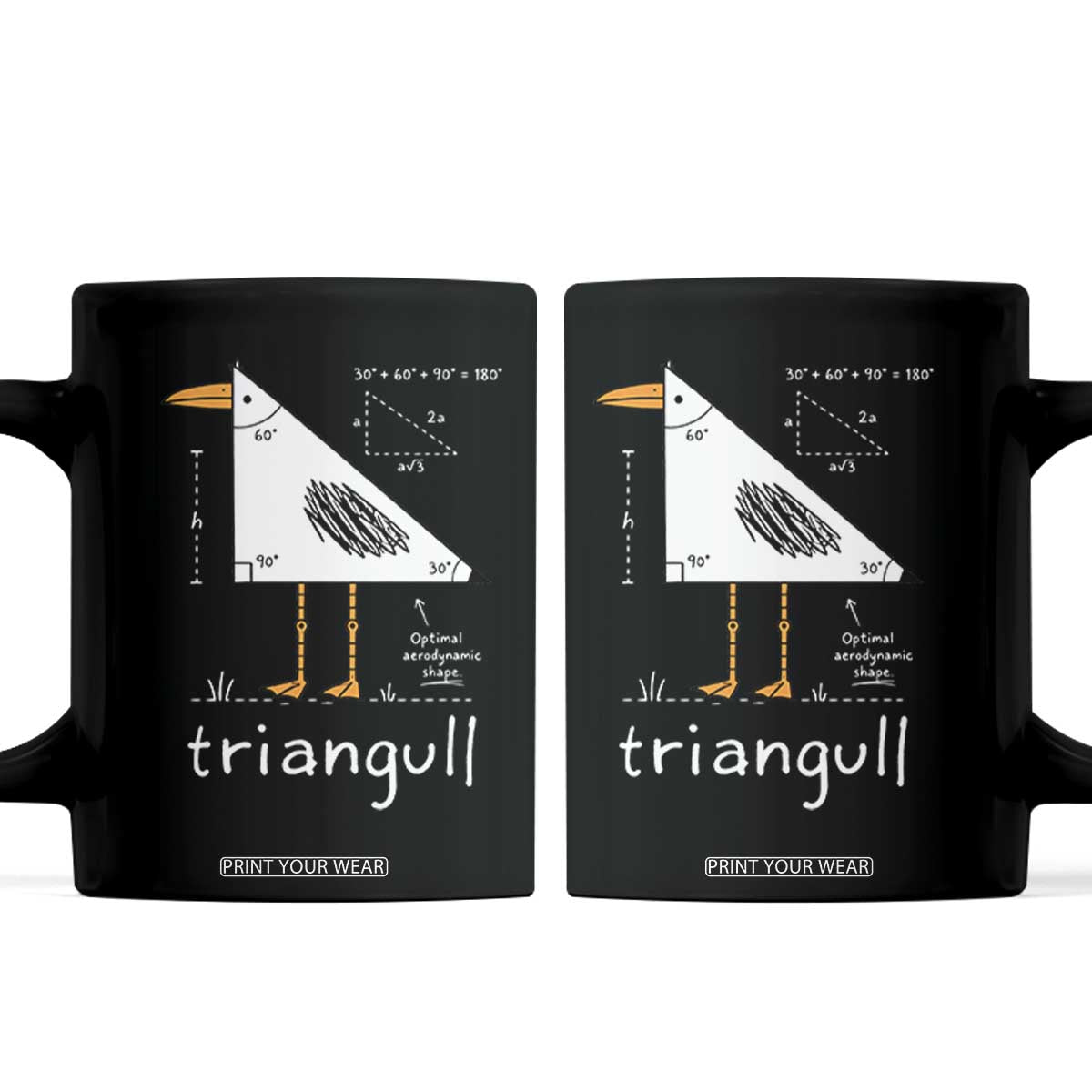 Triangull Triangle Seagull Bird Pun Coffee Mug Funny Math Teacher Joke Humor TS14 Black Print Your Wear