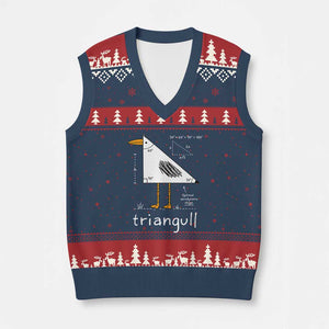 Triangull Triangle Seagull Bird Pun V-Neck Knit Sweater Vest Funny Math Teacher Joke Humor TS14 Navy Red Print Your Wear