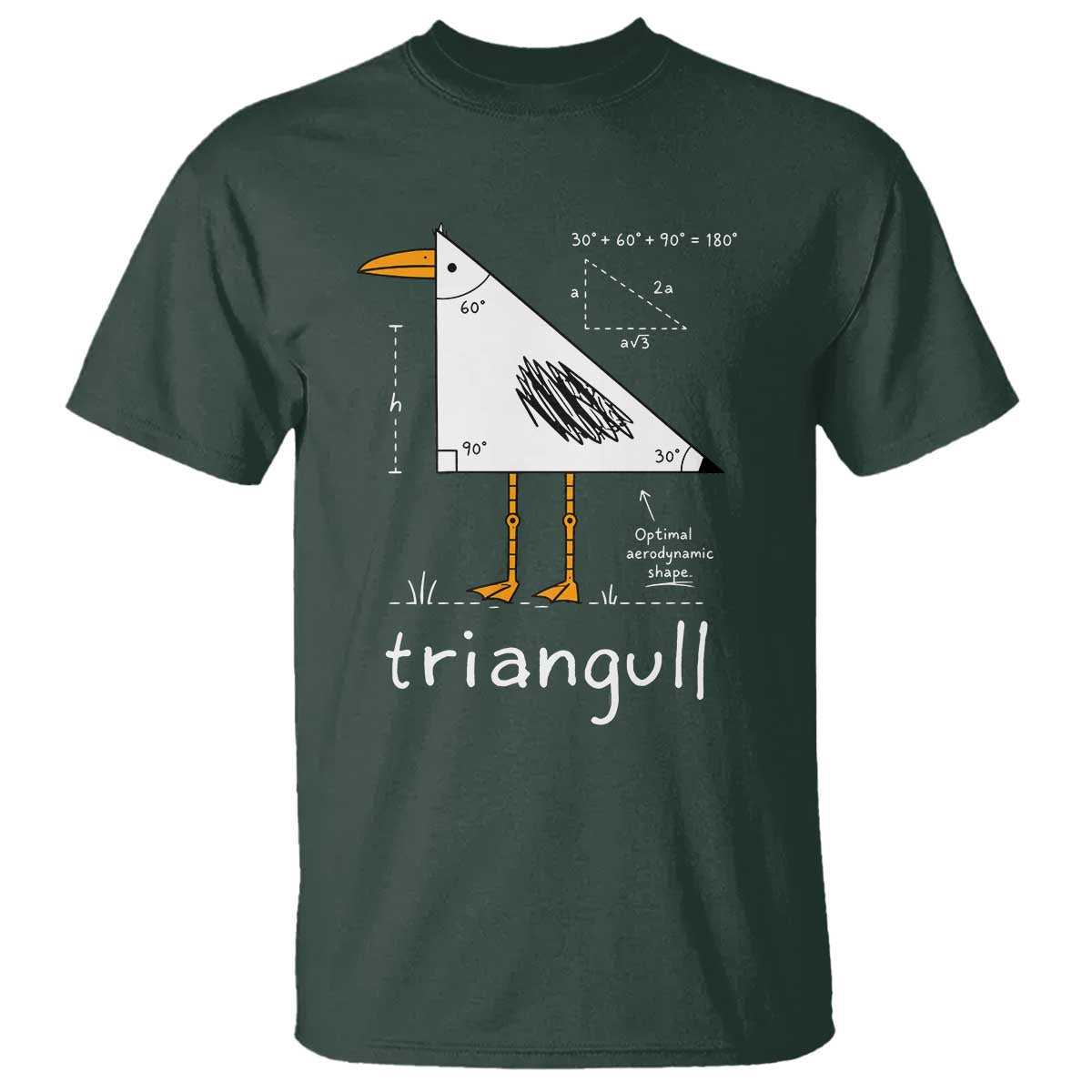Triangull Triangle Seagull Bird Pun T Shirt Funny Math Teacher Joke Humor TS14 Dark Forest Green Print Your Wear