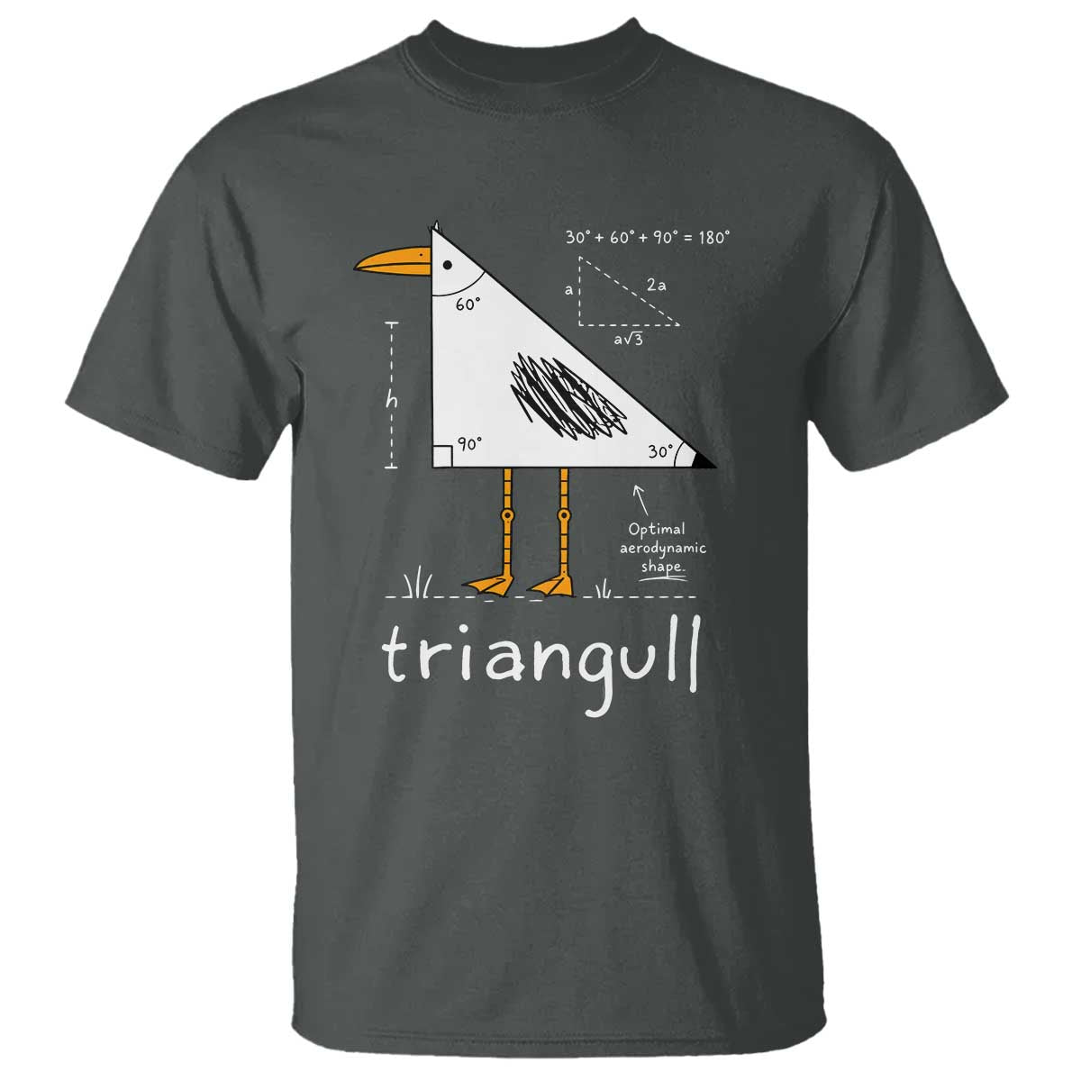 Triangull Triangle Seagull Bird Pun T Shirt Funny Math Teacher Joke Humor TS14 Dark Heather Print Your Wear