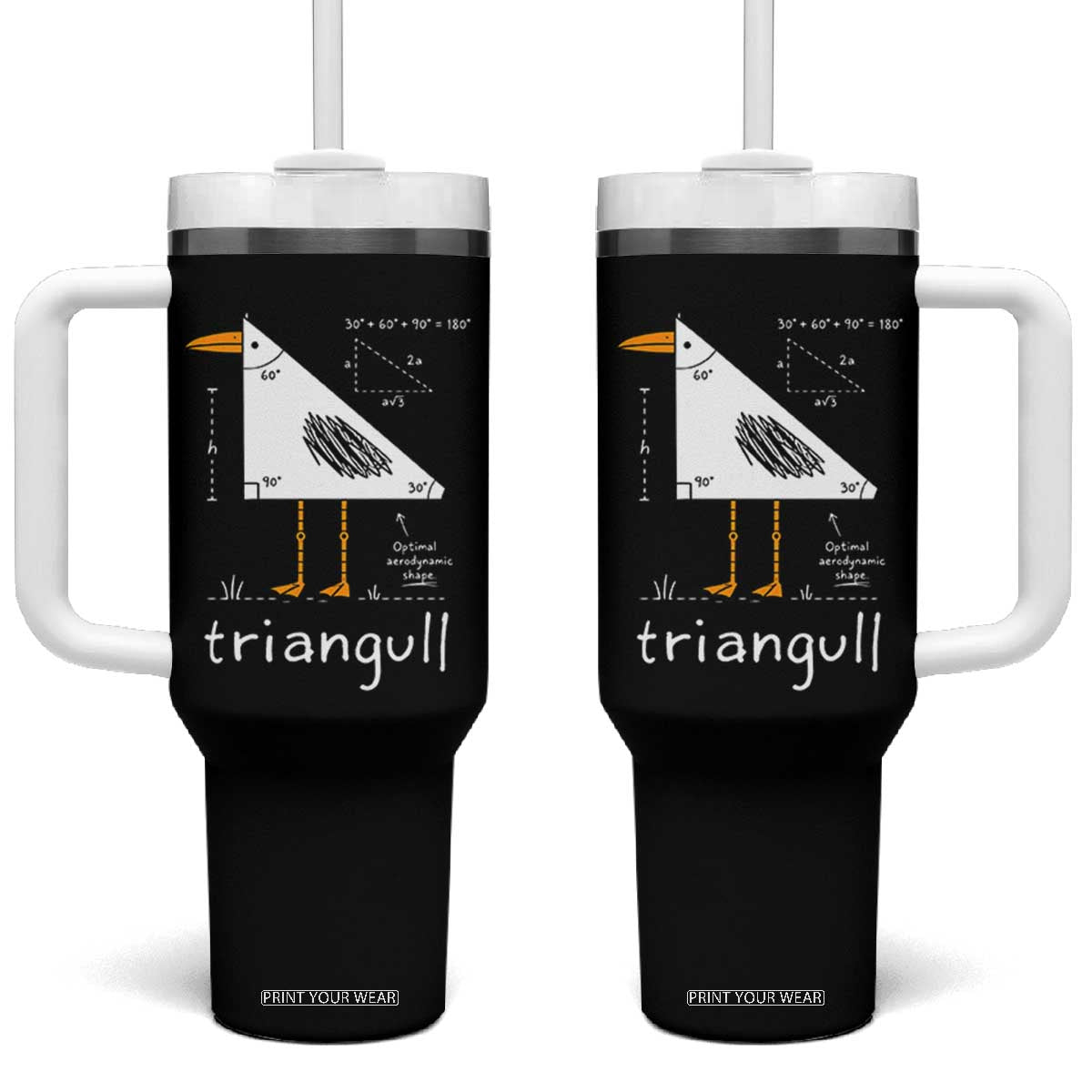 Triangull Triangle Seagull Bird Pun Tumbler With Handle Funny Math Teacher Joke Humor TS14 One Size: 40 oz Black Print Your Wear