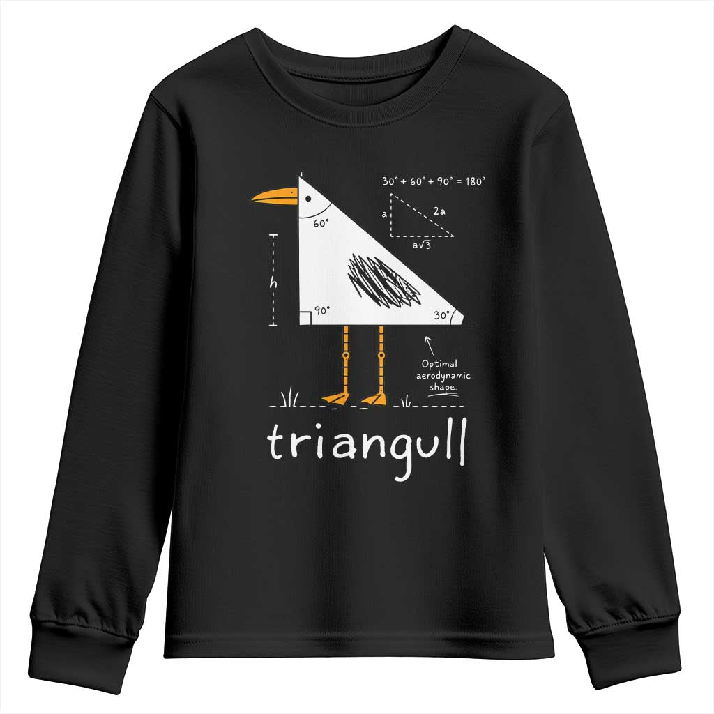Triangull Triangle Seagull Bird Pun Youth Sweatshirt Funny Math Teacher Joke Humor TS14 Black Print Your Wear