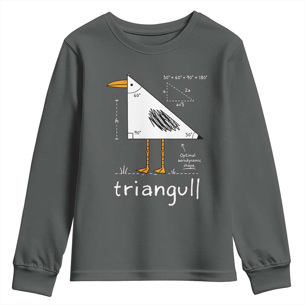 Triangull Triangle Seagull Bird Pun Youth Sweatshirt Funny Math Teacher Joke Humor TS14 Dark Heather Print Your Wear