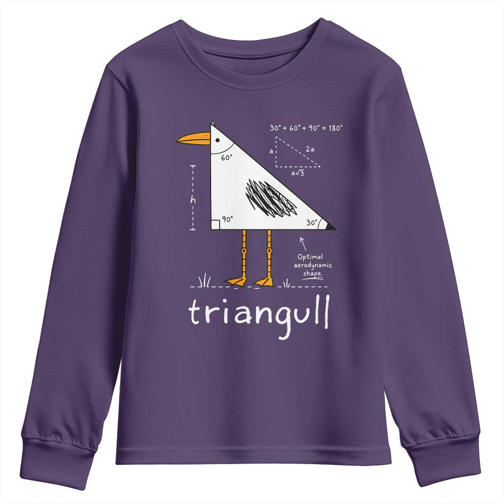 Triangull Triangle Seagull Bird Pun Youth Sweatshirt Funny Math Teacher Joke Humor TS14 Purple Print Your Wear