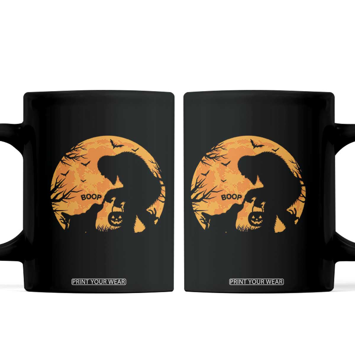 Bigfoot Boop Dog Hallowwen Coffee Mug Funny Sasquatch Meme Dog Lovers Full Moon TS14 Black Print Your Wear