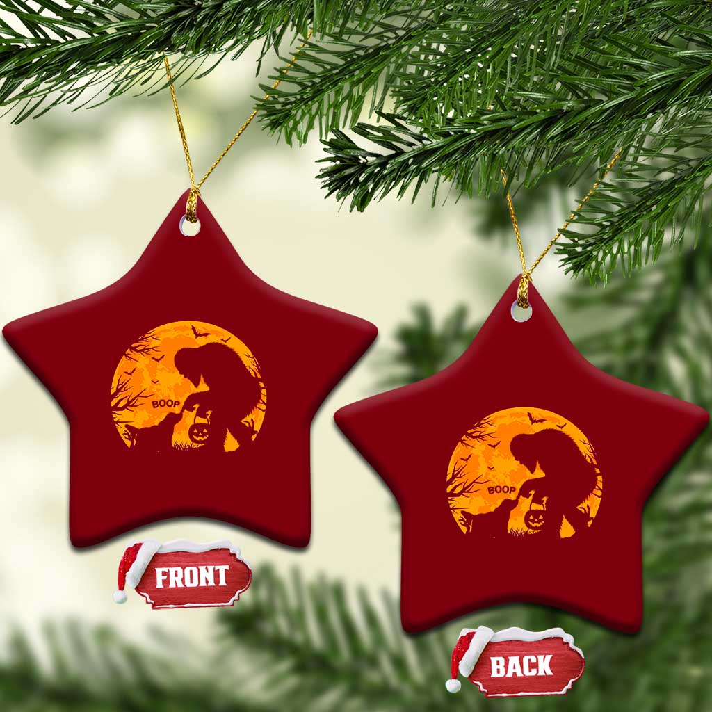 Bigfoot Boop Dog Hallowwen Ceramic Ornament Funny Sasquatch Meme Dog Lovers Full Moon TS14 Print Your Wear