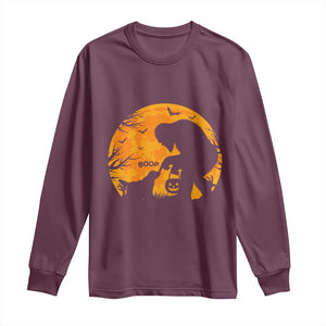 Bigfoot Boop Dog Hallowwen Long Sleeve Shirt Funny Sasquatch Meme Dog Lovers Full Moon TS14 Maroon Print Your Wear