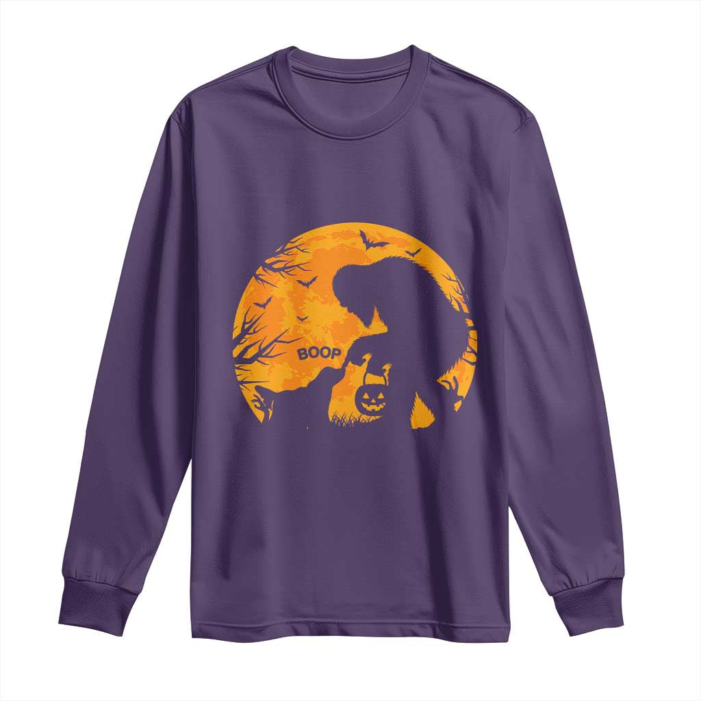 Bigfoot Boop Dog Hallowwen Long Sleeve Shirt Funny Sasquatch Meme Dog Lovers Full Moon TS14 Purple Print Your Wear