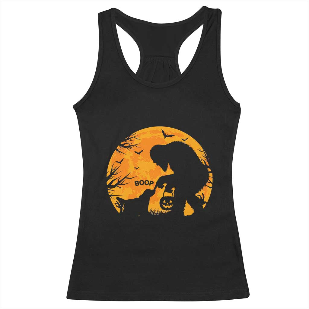 Bigfoot Boop Dog Hallowwen Racerback Tank Top Funny Sasquatch Meme Dog Lovers Full Moon TS14 Black Print Your Wear