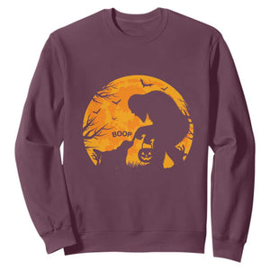 Bigfoot Boop Dog Hallowwen Sweatshirt Funny Sasquatch Meme Dog Lovers Full Moon TS14 Maroon Print Your Wear