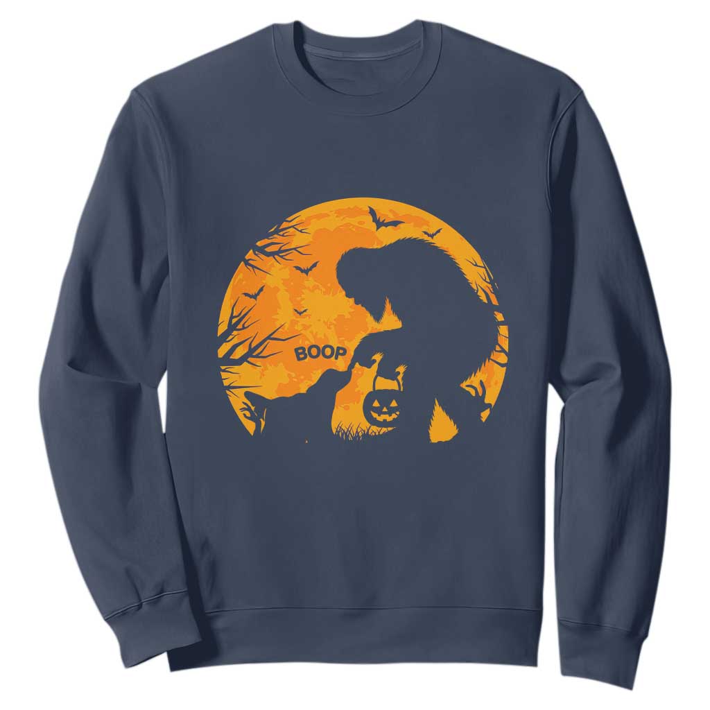 Bigfoot Boop Dog Hallowwen Sweatshirt Funny Sasquatch Meme Dog Lovers Full Moon TS14 Navy Print Your Wear