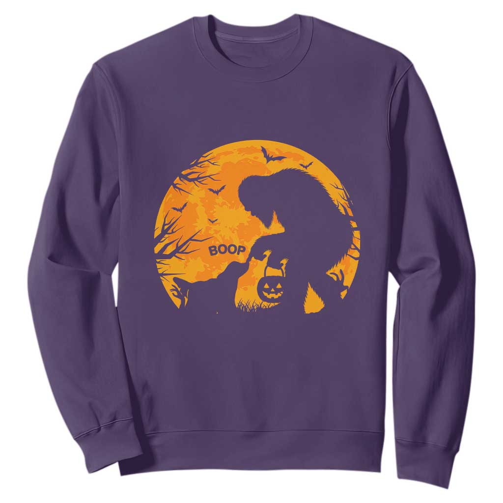 Bigfoot Boop Dog Hallowwen Sweatshirt Funny Sasquatch Meme Dog Lovers Full Moon TS14 Purple Print Your Wear