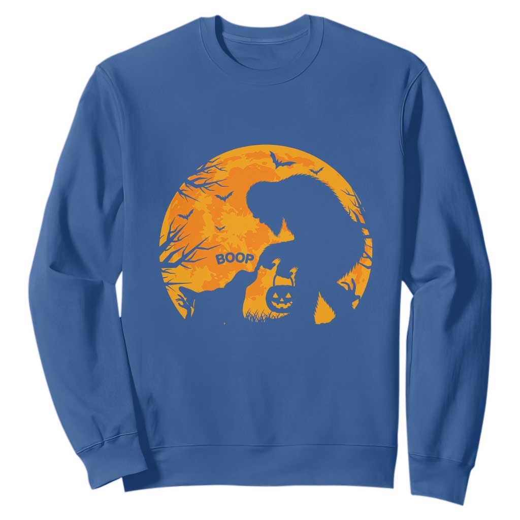 Bigfoot Boop Dog Hallowwen Sweatshirt Funny Sasquatch Meme Dog Lovers Full Moon TS14 Royal Blue Print Your Wear