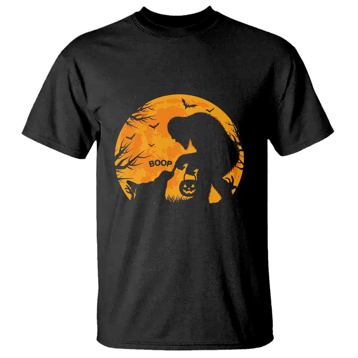 Bigfoot Boop Dog Hallowwen T Shirt Funny Sasquatch Meme Dog Lovers Full Moon TS14 Black Print Your Wear