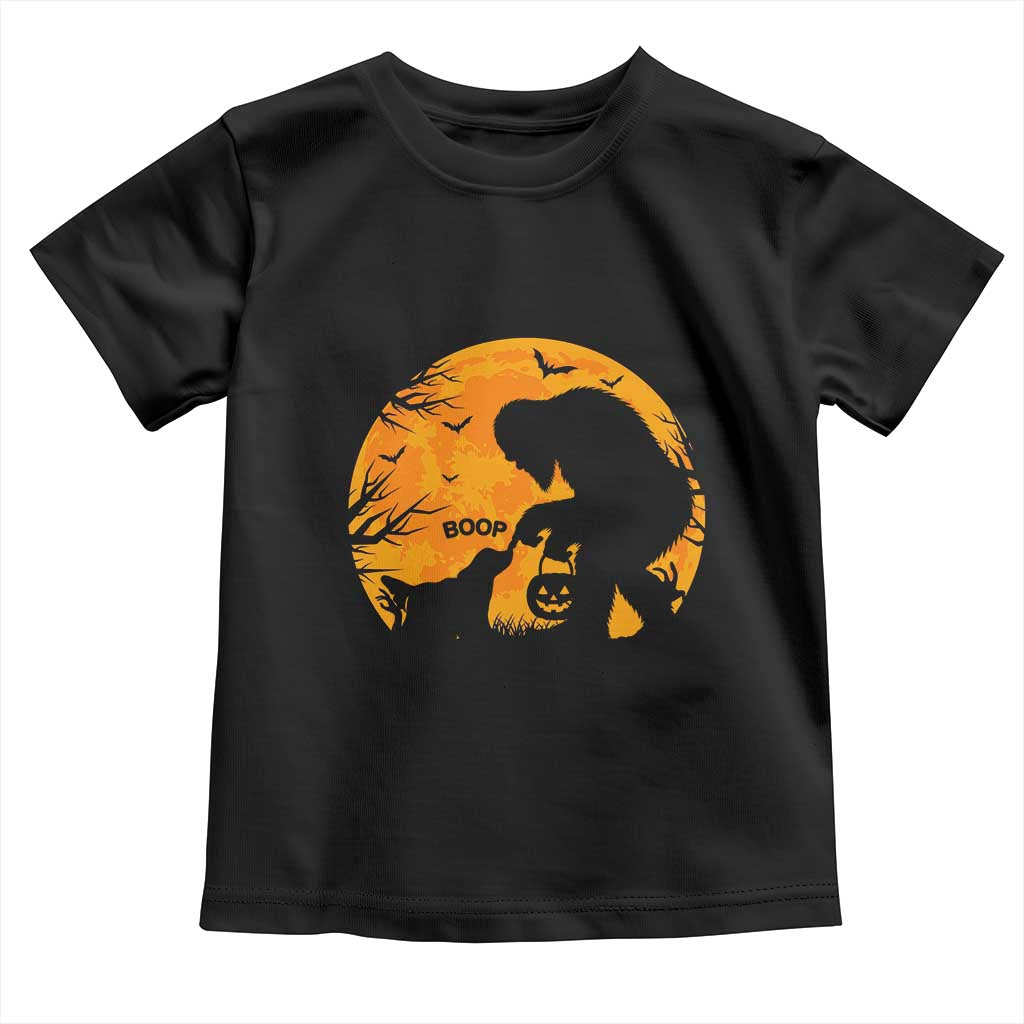 Bigfoot Boop Dog Hallowwen Toddler T Shirt Funny Sasquatch Meme Dog Lovers Full Moon TS14 Black Print Your Wear