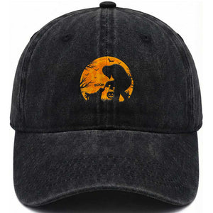 Bigfoot Boop Dog Hallowwen Washed Cotton Baseball Cap Funny Sasquatch Meme Dog Lovers Full Moon TS14 Print Your Wear