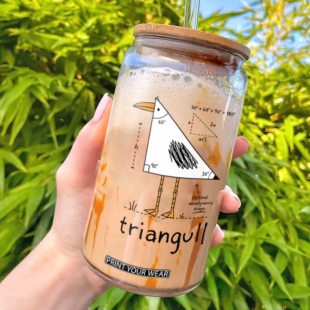 Triangull Triangle Seagull Bird Pun Glass Can Funny Math Teacher Humor TS14 White Print Your Wear