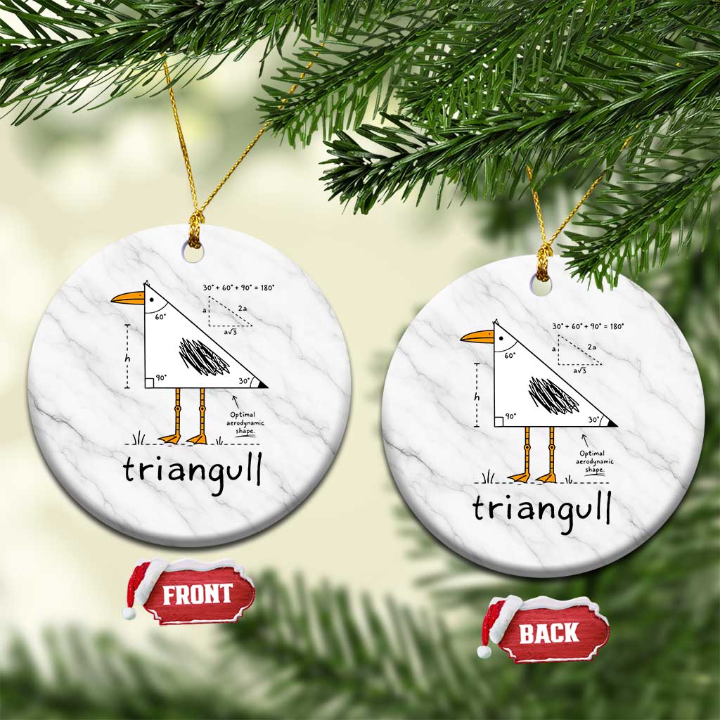 Triangull Triangle Seagull Bird Pun Ceramic Ornament Funny Math Teacher Humor TS14 1pc White Marble Print Your Wear