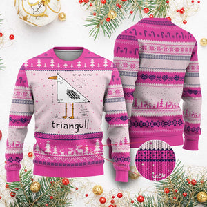 Triangull Triangle Seagull Bird Pun Ugly Christmas Sweater Funny Math Teacher Humor TS14 Hot Pink Print Your Wear