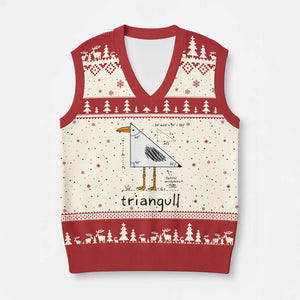 Triangull Triangle Seagull Bird Pun V-Neck Knit Sweater Vest Funny Math Teacher Humor TS14 Beige Red Print Your Wear