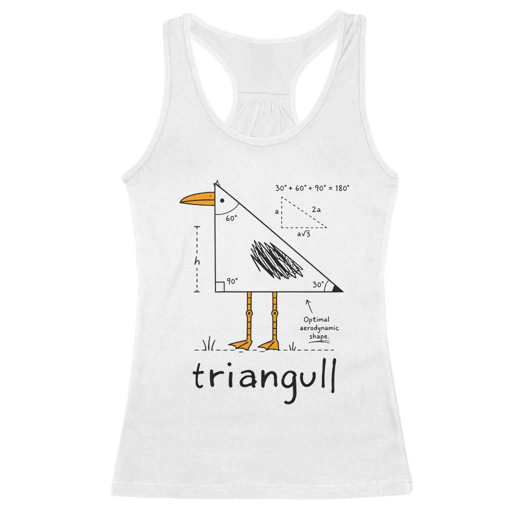 Triangull Triangle Seagull Bird Pun Racerback Tank Top Funny Math Teacher Humor TS14 White Print Your Wear