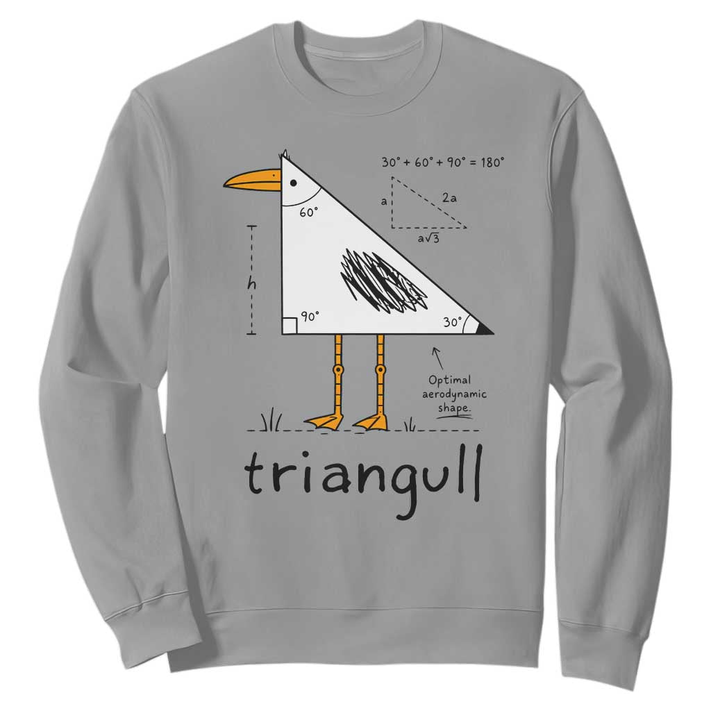 Triangull Triangle Seagull Bird Pun Sweatshirt Funny Math Teacher Humor TS14 Sport Gray Print Your Wear