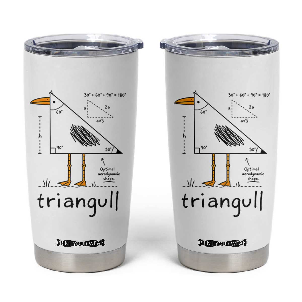 Triangull Triangle Seagull Bird Pun Tumbler Cup Funny Math Teacher Humor TS14 White Print Your Wear
