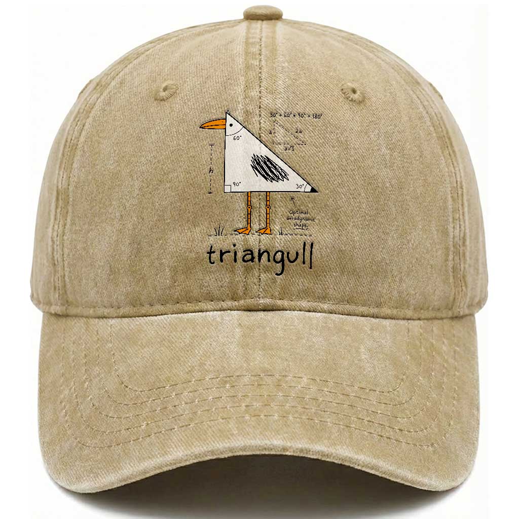 Triangull Triangle Seagull Bird Pun Washed Cotton Baseball Cap Funny Math Teacher Humor TS14 Print Your Wear