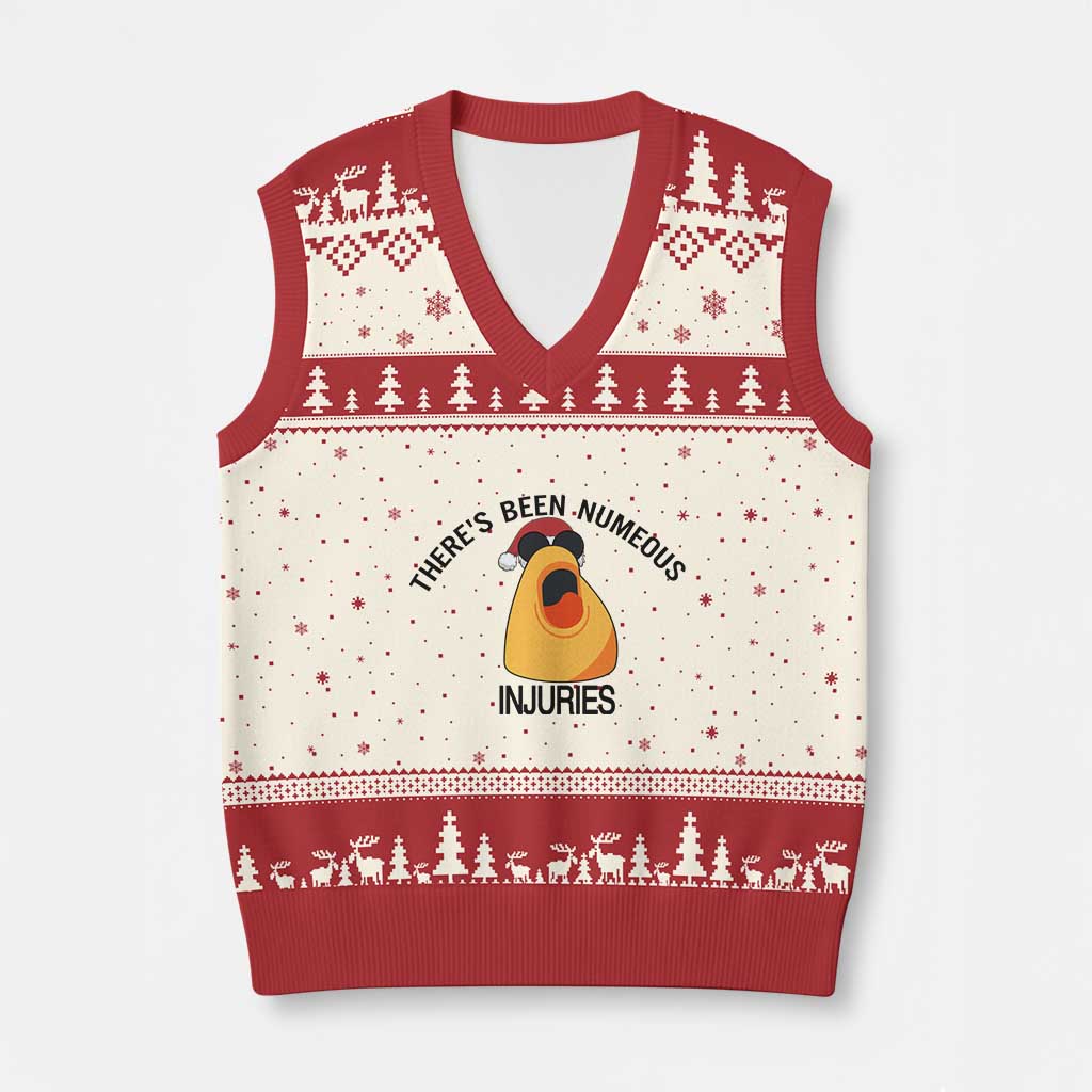 Marcus The Worm Xmas Meme V-Neck Knit Sweater Vest There Is Been Numeous Injuries TS14 Beige Red Print Your Wear