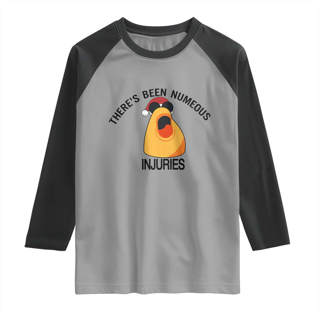Marcus The Worm Christmas Meme Raglan Shirt There Is Been Numeous Injuries TS14 Sport Gray Black Print Your Wear
