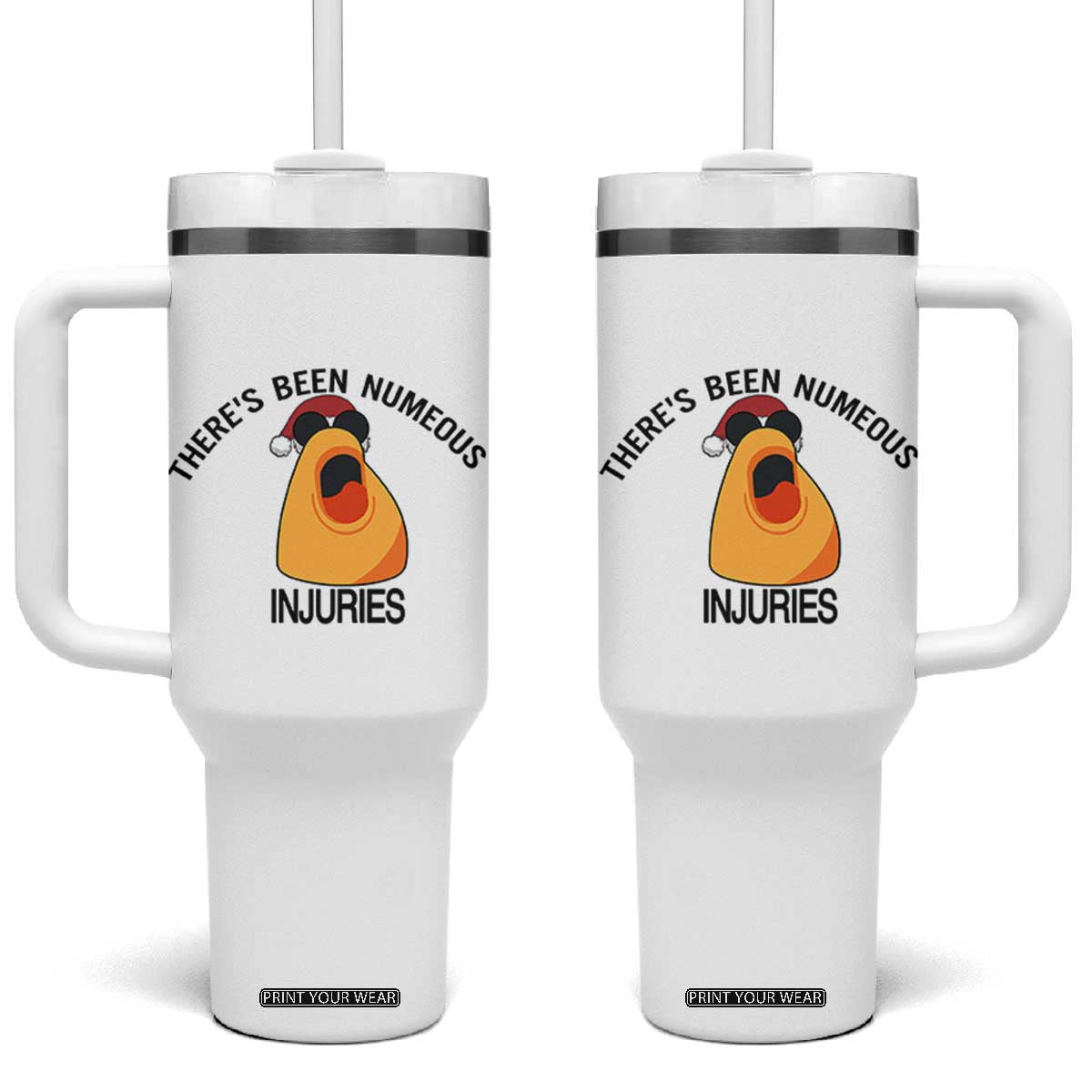 Marcus The Worm Christmas Meme Tumbler With Handle There Is Been Numeous Injuries TS14 One Size: 40 oz White Print Your Wear