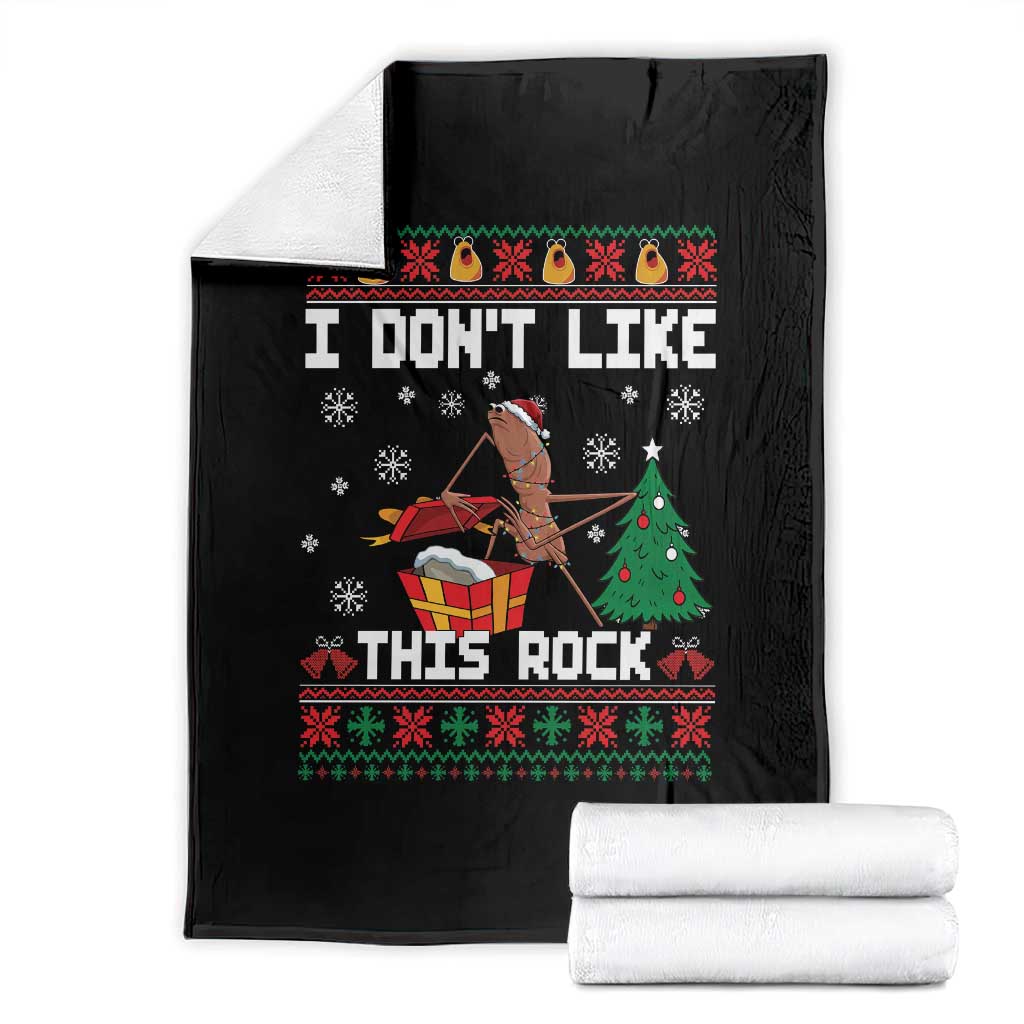 Marcus The Worm Christmas Meme Throw Blanket I Do Not Like This Rock TS14 Black Print Your Wear